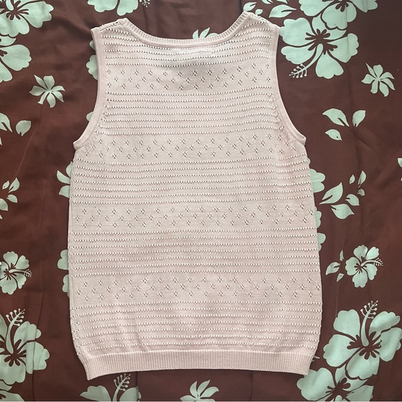 joseph a pink knit sleeveless vest top pointelle size medium - Picture 2 of 4